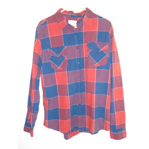 Wrap and Weft Men's Large Red and Blue Plaid Shirt